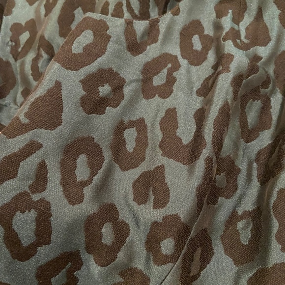 LOFT Fit & Flare Mini Green & Black Leopard Print Dress - Size 10 - Picture 10 of 11